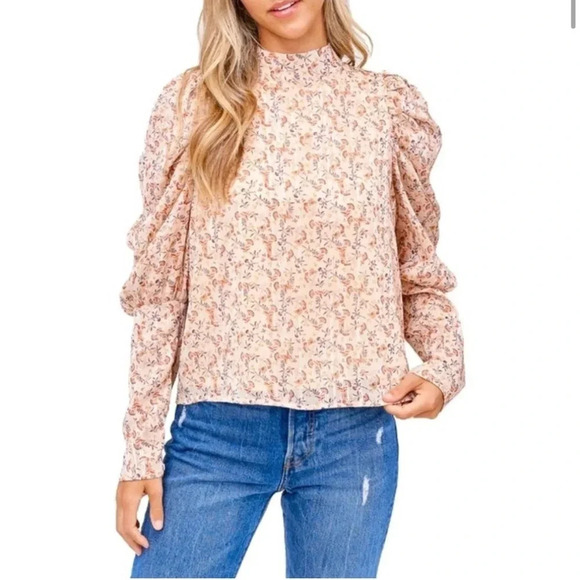 En Saison Tops - EN SAISON FLORAL PRINT PUFF
SLEEVE BLOUSE